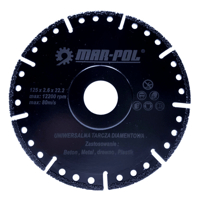 Univerzální diamantový řezný kotouč, 125 × 2,6 × 22,2 mm – MAR-POL M08501