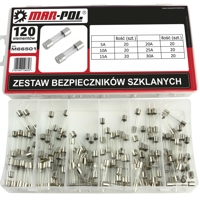 Sada skleněných trubičkových pojistek, 120 dílů – MAR-POL M66501