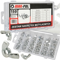 Sada křídlových (motýlkových) matic M5 až M8, 150 dílů – MAR-POL M66475