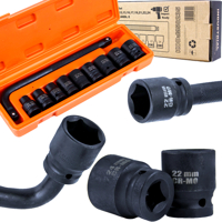 Sada nástrčných klíčů 10 ks, šestihranné 10–24 mm, 1/2'' – MAR-POL M58235