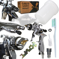 Stříkací pistole HVLP pro lakování s tryskou 1,7 mm, zásobník 600 ml – Chrom Profi MAR-POL M80607