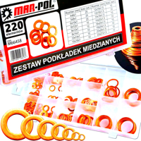 Měděné podložky 220 ks (8-22 mm) MAR-POL M66458