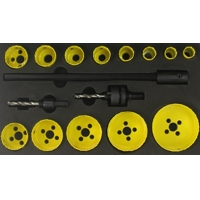 Sada BI-METAL korunkových vrtáků 19–76 mm – 17 dílů – MAR-POL M22575