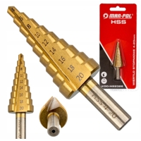 Stupňový vrták HSS 4–20 mm s titanovým povlakem – MAR-POL M22326