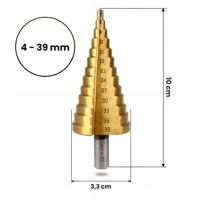 Stupňový vrták HSS s titanovým povlakem 4–39 mm – MAR-POL M22328
