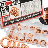 Měděné podložky 220 ks (8-22 mm) MAR-POL M66458
