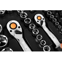 NEO TOOLS gola sada 1/2'' + 3/8'' + 1/4'' + očkoploché klíče, 219 dílná sada, 08-671