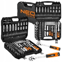 Neo Tools 08-666 Sada nástrčných klíčů, šestihranné a prodloužené nástrčné hlavice, bity, z chrom-vanadiové oceli 110 dílná
