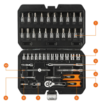 Gola sada 1/4'' CrV, Sada nástrčných klíčů 46 dílná sada NEO Tools NEO 08-660
