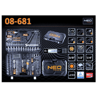Gola sada 1/2'' 3/8'' 1/4'' 233 dílná mega profi sada NEO Tools 08-681