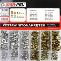 Kompletní sada nýtovacích matic z hliníku a oceli M3–M10 – MAR-POL M66540