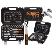 Sada nástrčných klíčů 1/4'' + 3/8'' 46 dílná NEO TOOLS 10-019