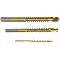 Sada 6 vrtáků – 3 stupňové (4–12, 4–20, 4–30 mm) + 3 frézovací (3, 6, 8 mm), M22295