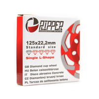 Brusný diamantový segmentový kotouč na beton 125 mm × 22,2 mm – SINGLE L-SHAPE – Mar-Pol M90901